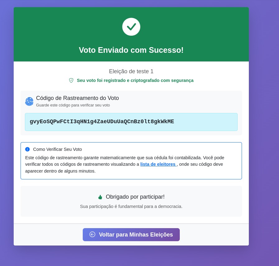 Confirmação de voto enviado